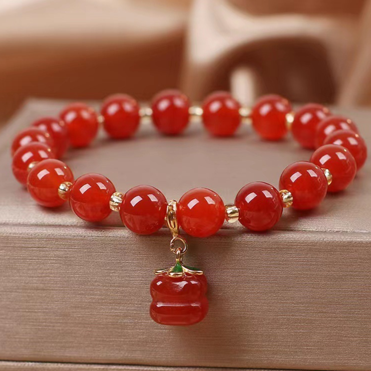 Persimmon · Natural Red Agate Bracelet