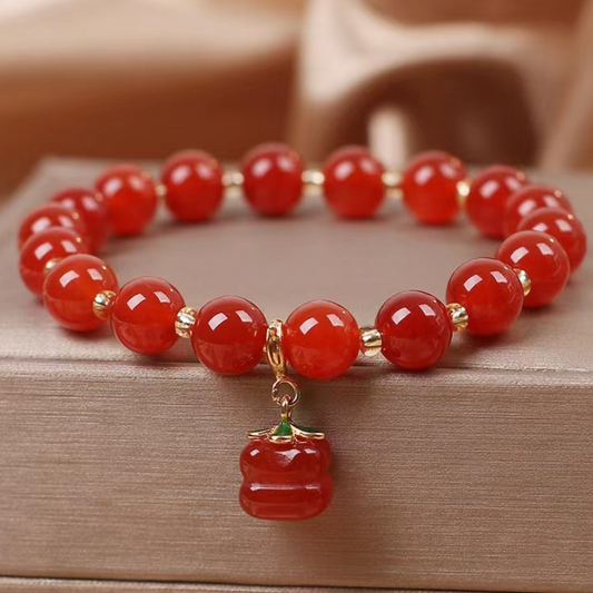 Persimmon · Natural Red Agate Bracelet