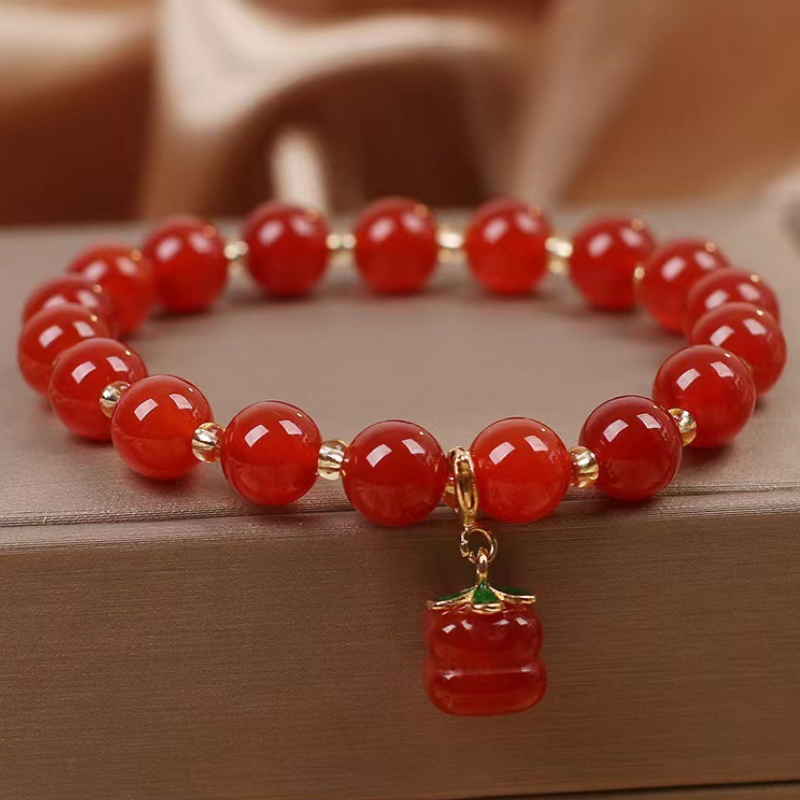 Persimmon · Natural Red Agate Bracelet