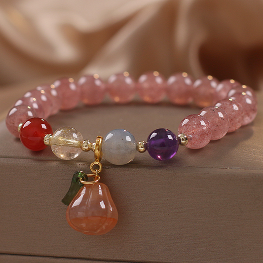 Calabaza de la Suerte · Pulsera de Cristal de Fresa