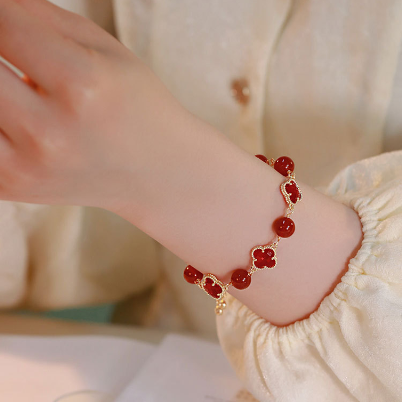 Lucky · Chrysoprase four-leaf clover Bracelet