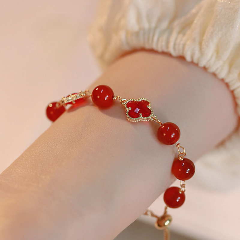 Lucky · Chrysoprase four-leaf clover Bracelet