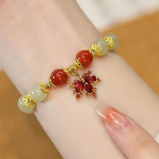 Hoja de Arce · Pulsera de Ágata Roja