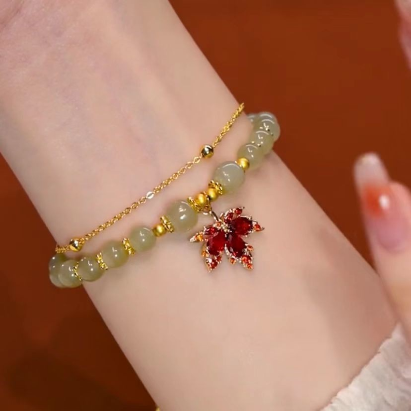 Maple Leaf · Red Agate Bracelet
