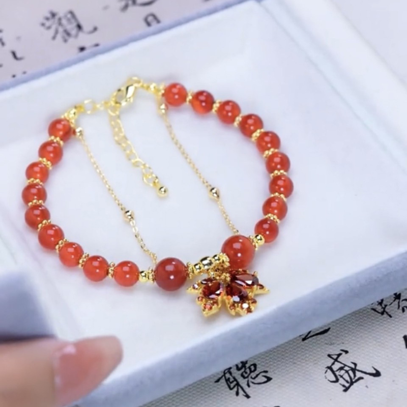 Maple Leaf · Red Agate Bracelet