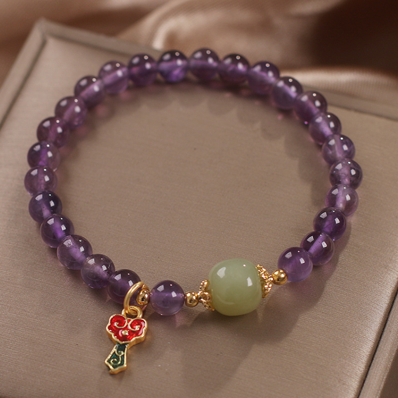 Amethyst · Emerald Jade stone Bracelet