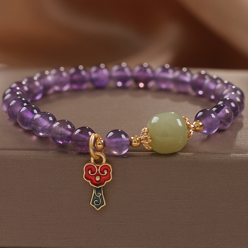 Amethyst · Emerald Jade stone Bracelet