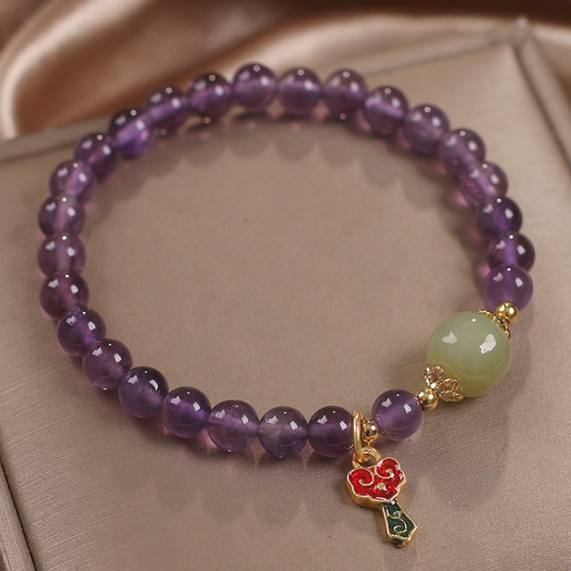 Amethyst · Emerald Jade stone Bracelet