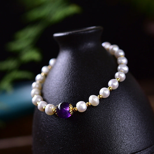 Transfer beads · Amethyst Pearl Bracelet