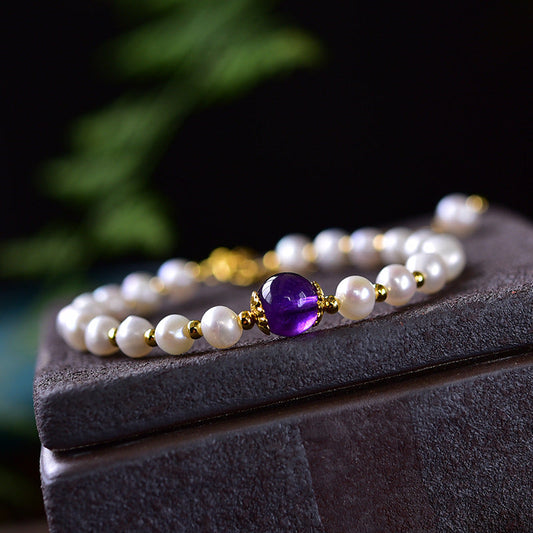 Transfer beads · Amethyst Pearl Bracelet