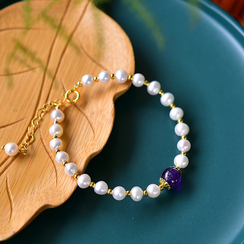 Transfer beads · Amethyst Pearl Bracelet