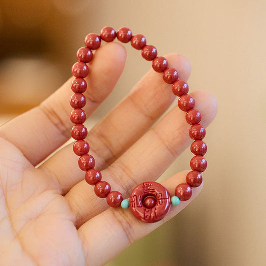 Peaceful buckle · Natural cinnabar bracelet
