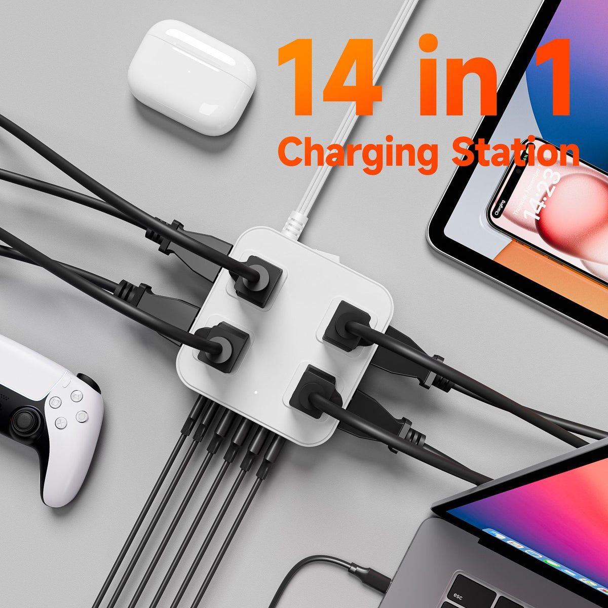 BreezeVell Outlet Extender with 8 Outlets 4 USB Ports (2 USB C), 5Ft