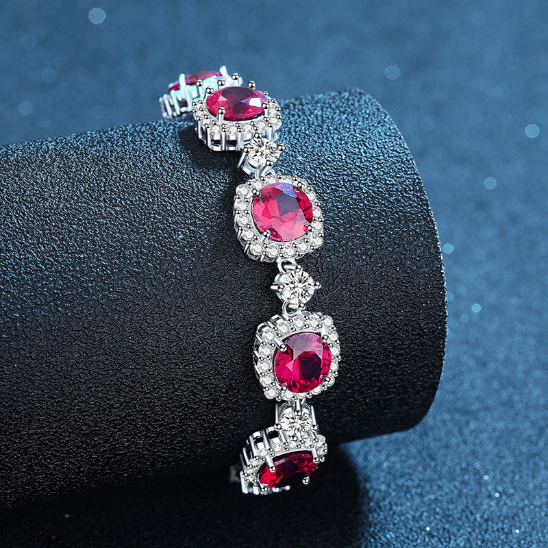 Pulsera redonda de diamantes naturales incrustados