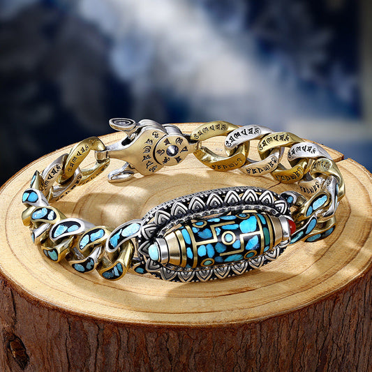 Pulsera de turquesa natural Lucky Dzi