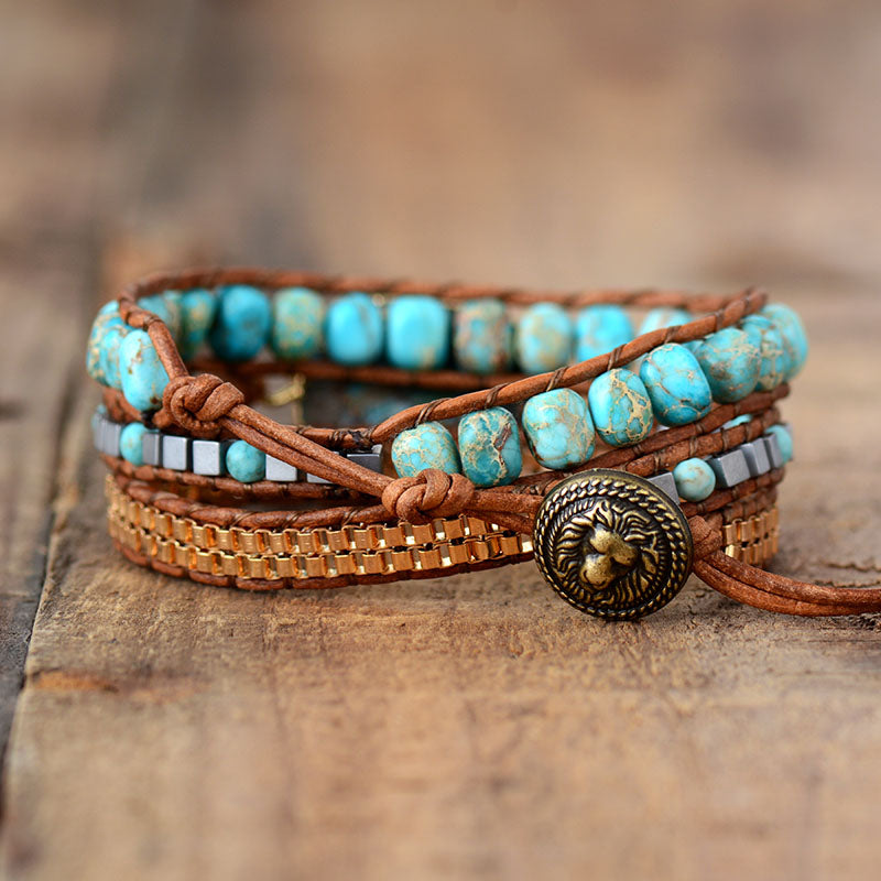 Pulsera de Howlita Turquesa tipo Envoltura