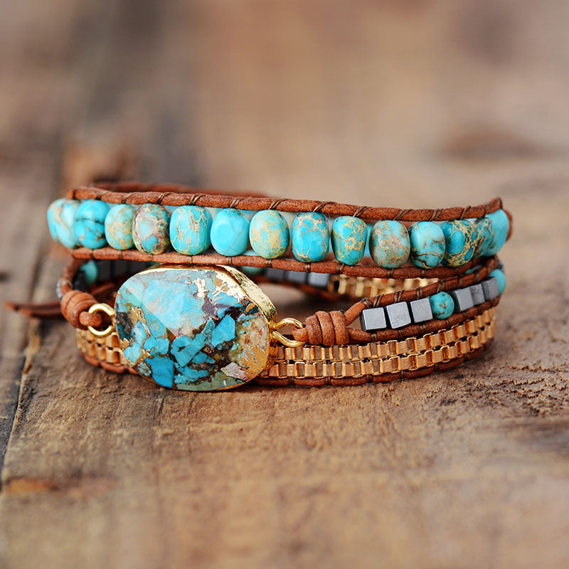 Pulsera de Howlita Turquesa tipo Envoltura