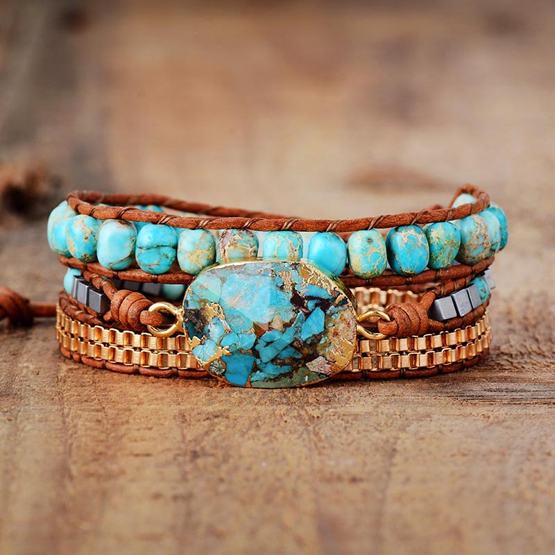 Pulsera de Howlita Turquesa tipo Envoltura