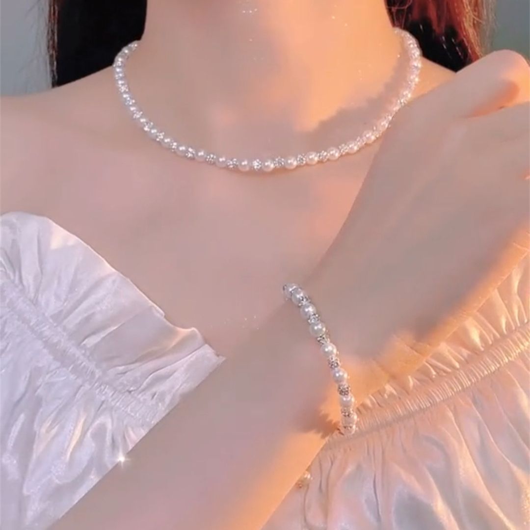 Collar y pulsera de perlas naturales de agua dulce "Cielo Estrellado"