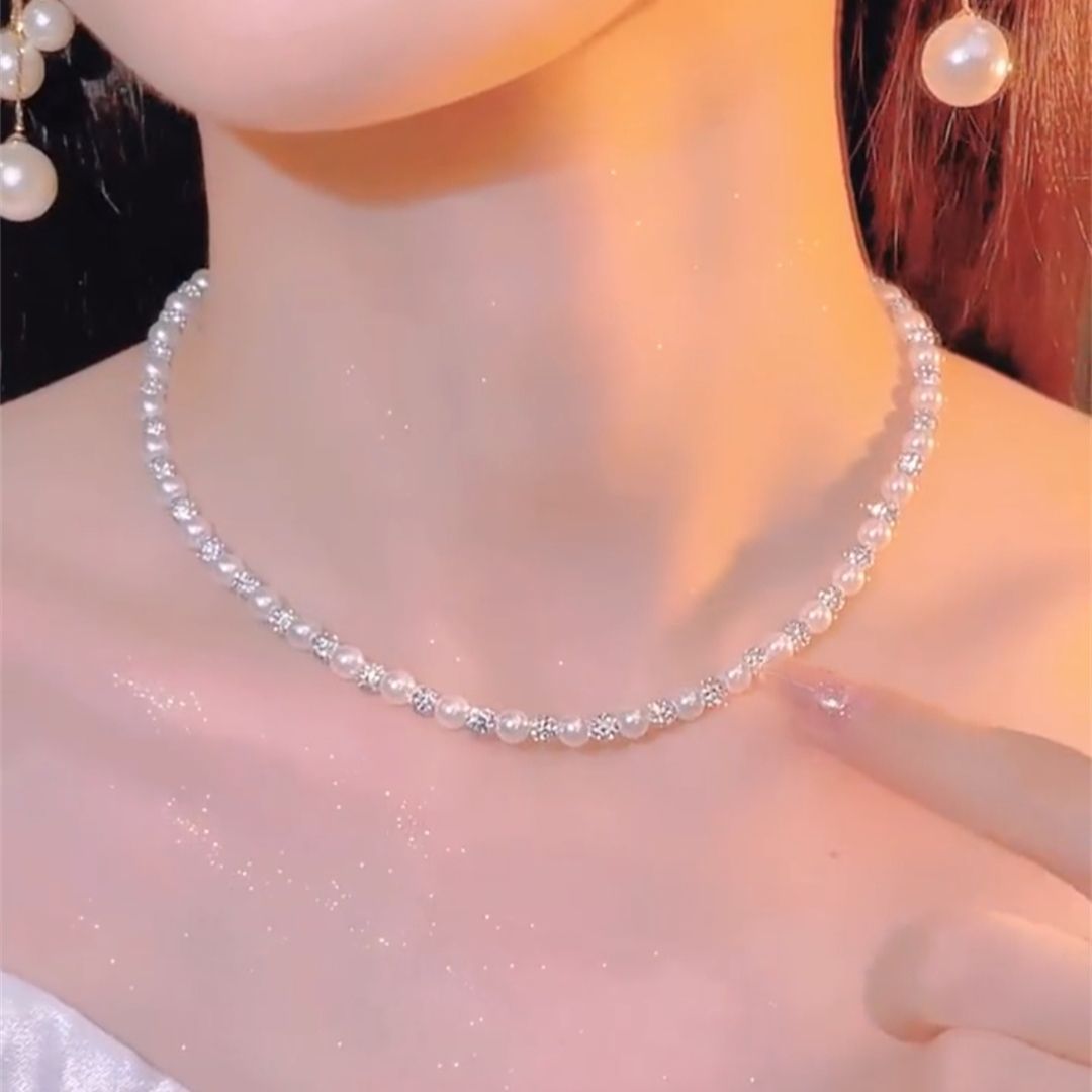 Collar y pulsera de perlas naturales de agua dulce "Cielo Estrellado"