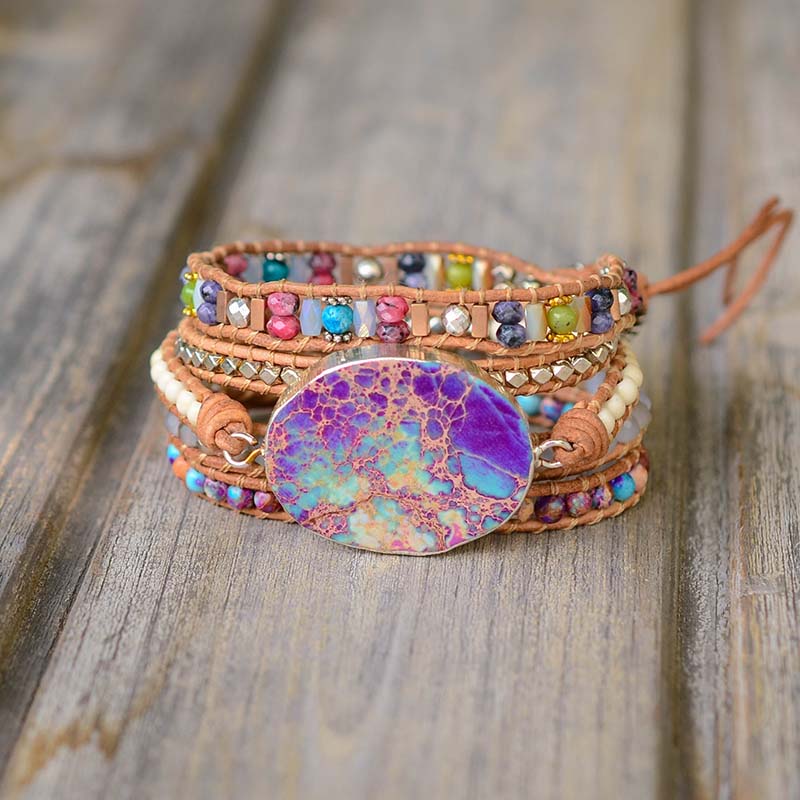 Silver Imperial Jasper Wrap Bracelet