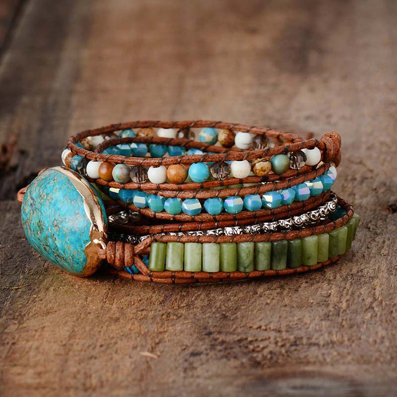 Pulsera Envolvente de Jaspe Oceánico