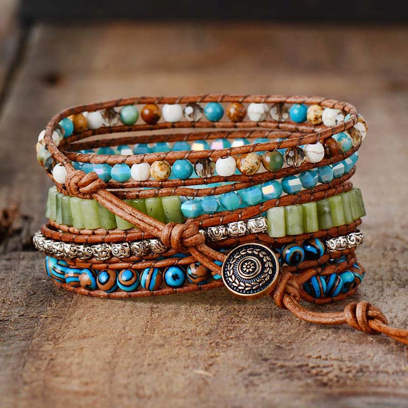 Pulsera Envolvente de Jaspe Oceánico