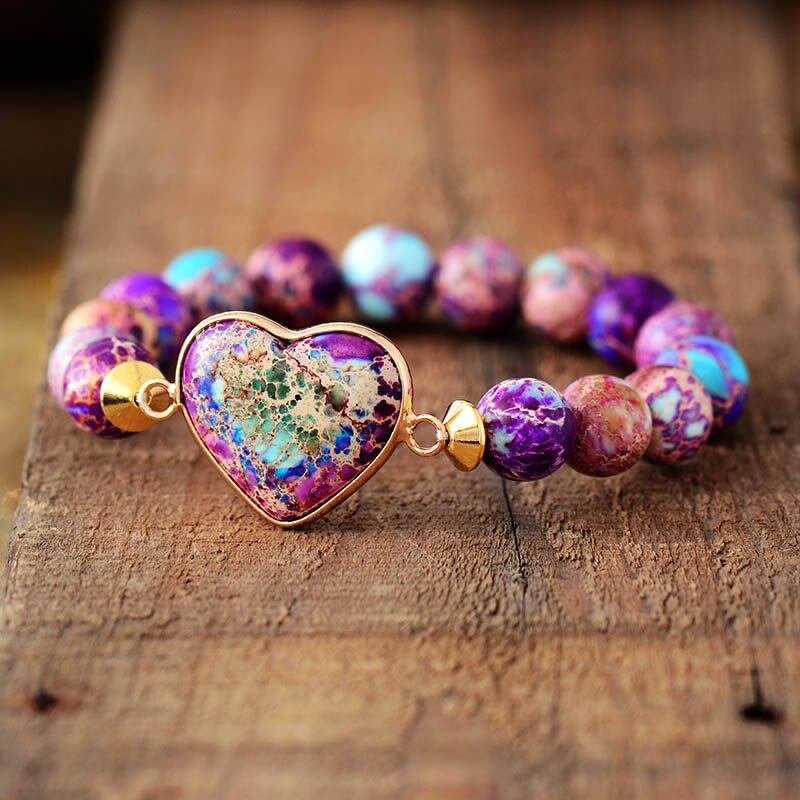 Pulsera de corazón de jaspe imperial