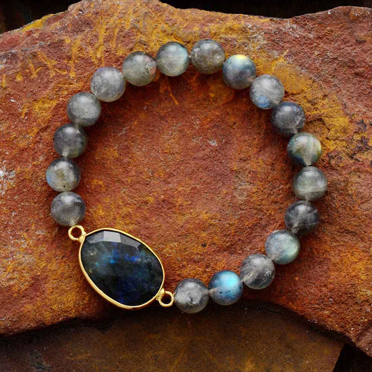 Pulsera de piedra de labradorita natural