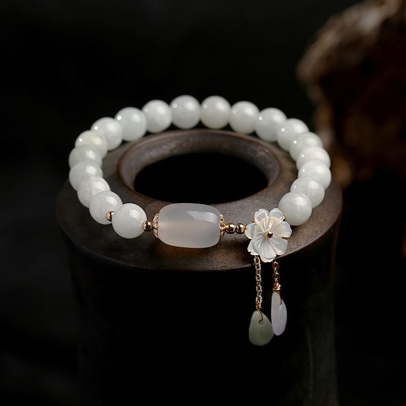 Pulsera de jade esmeralda y ágata