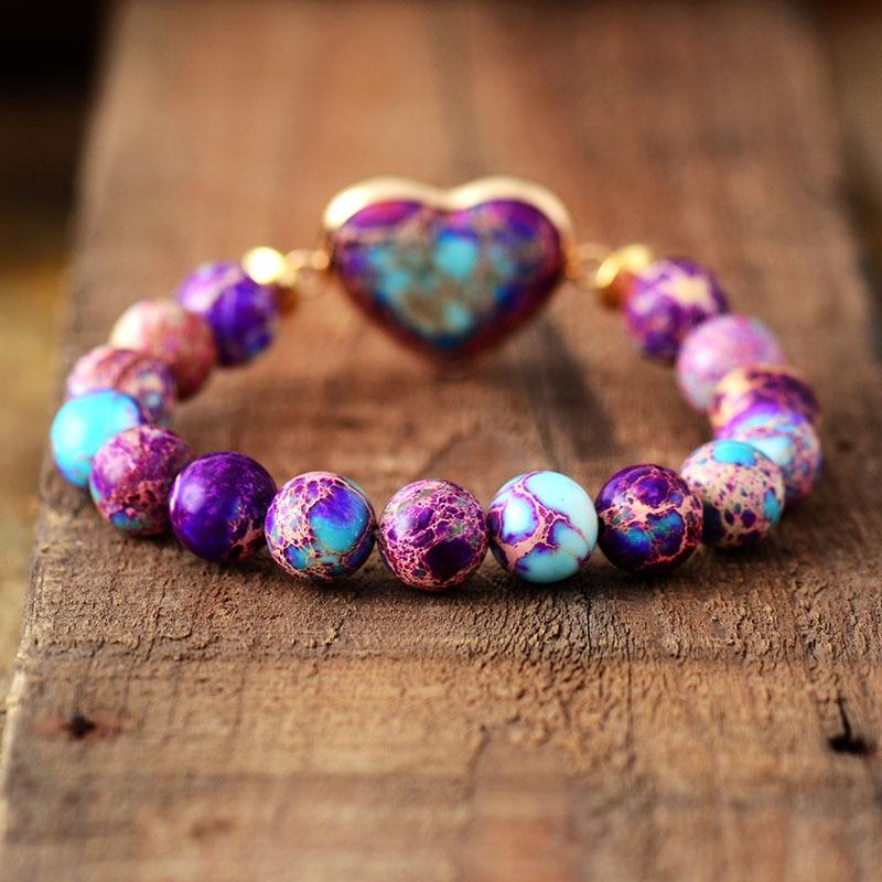 Pulsera de corazón de jaspe imperial