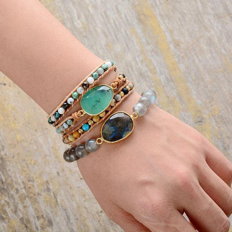 Pulsera de piedra de labradorita natural