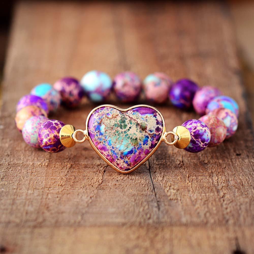 Pulsera de corazón de jaspe imperial