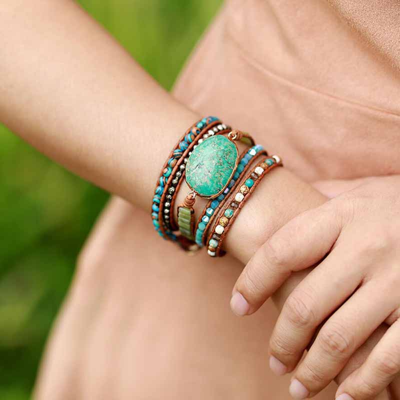 Pulsera Envolvente de Jaspe Oceánico