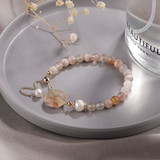 Lucky Buckle ·  Natural Sakura Agate Bracelet