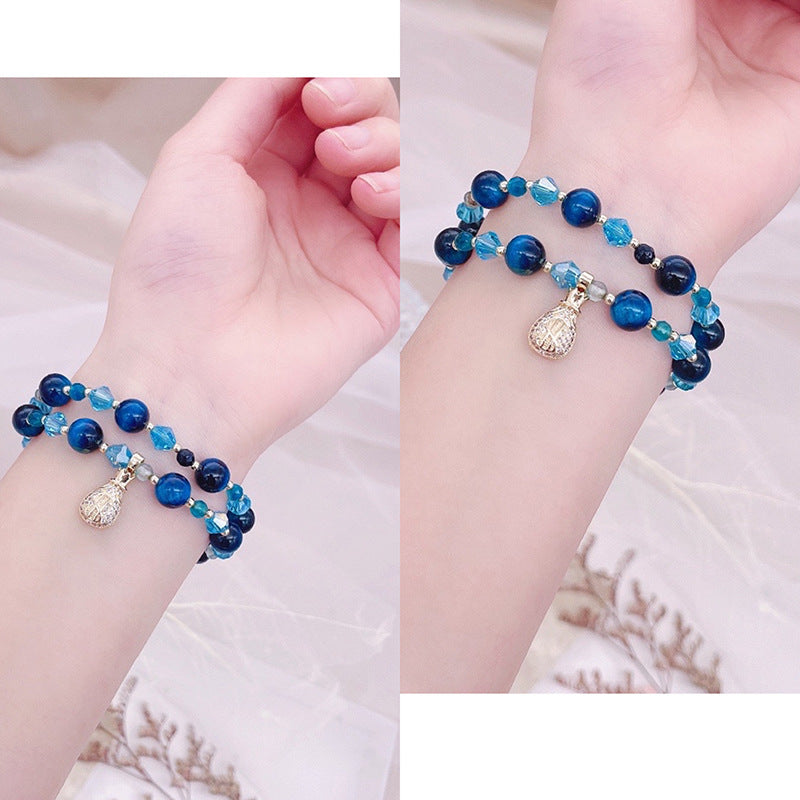 Fortune Blue Crystal Tiger Eye Bracelet