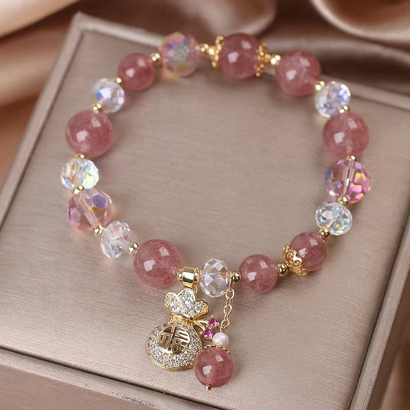 Lucky Bag · Natural Strawberry Crystal Zirconia Bracelet