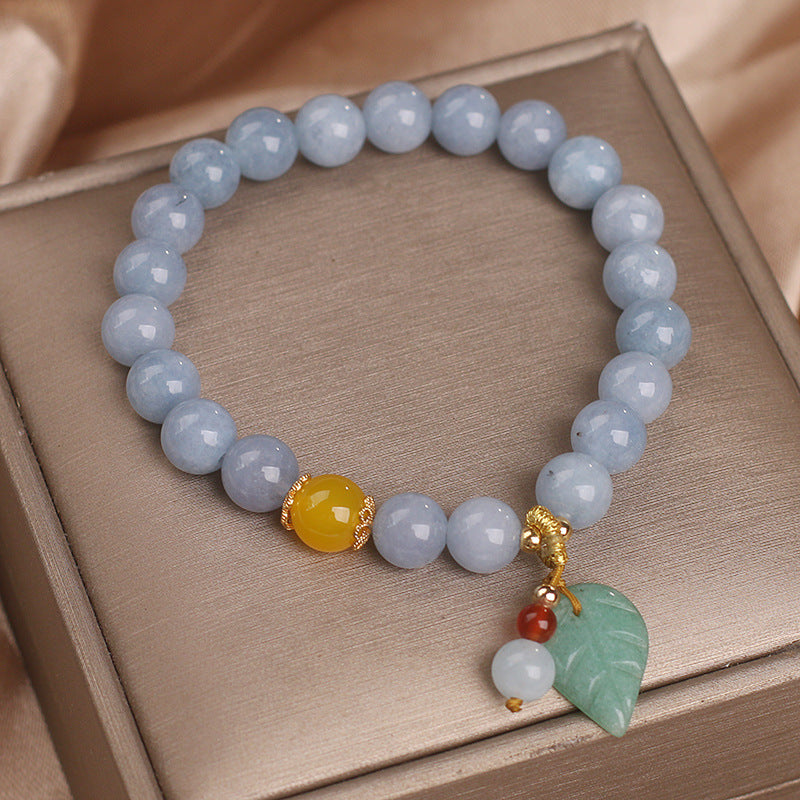 Green Leaf · Aquamarine Bracelet
