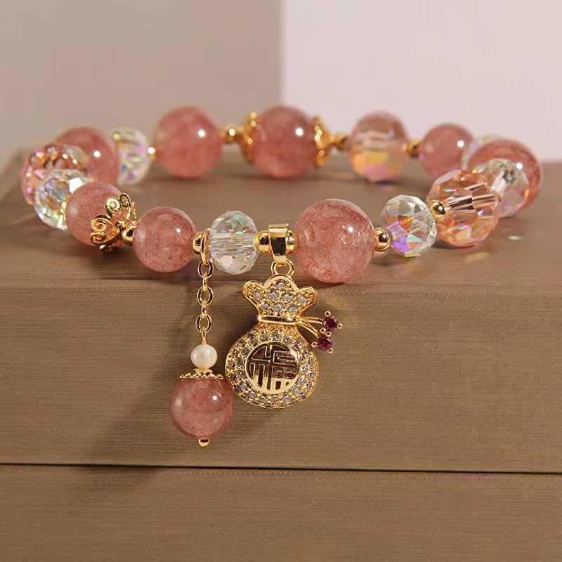 Lucky Bag · Natural Strawberry Crystal Zirconia Bracelet