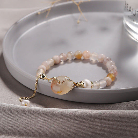 Lucky Buckle ·  Natural Sakura Agate Bracelet