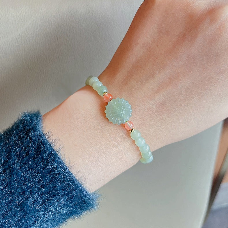 Sunflower · Emerald Jade stone Bracelet