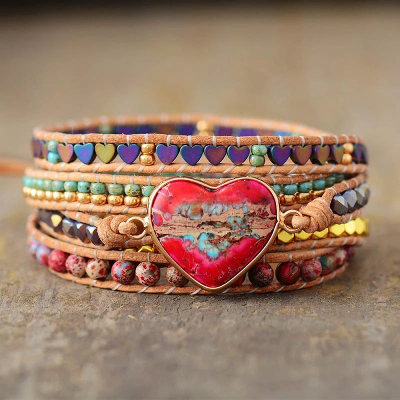 Pulsera envolvente de jaspe imperial