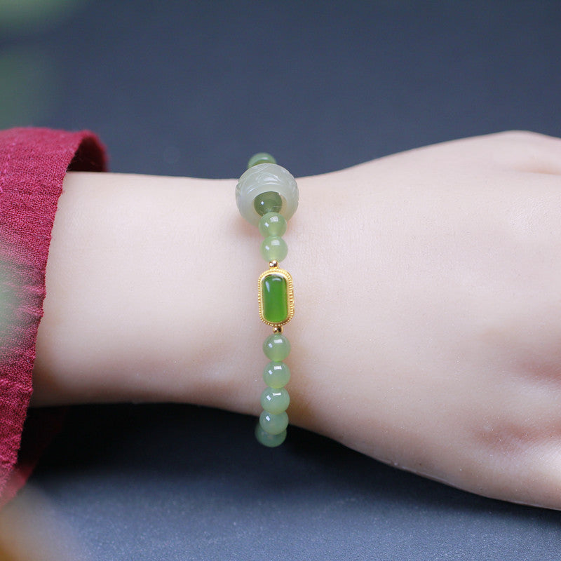 Práctica · Pulsera de piedra de jade esmeralda natural