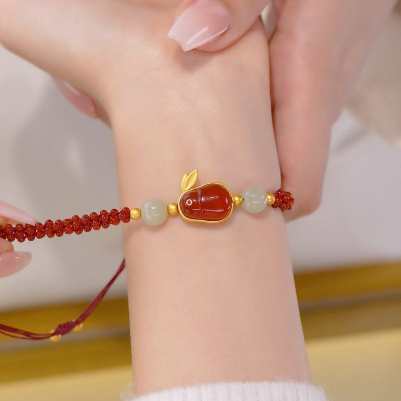 Running Bunny · Red agate braided bracelet