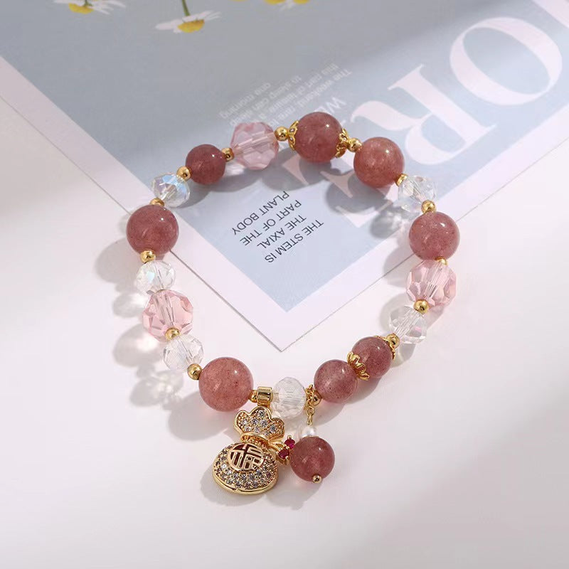 Lucky Bag · Natural Strawberry Crystal Zirconia Bracelet