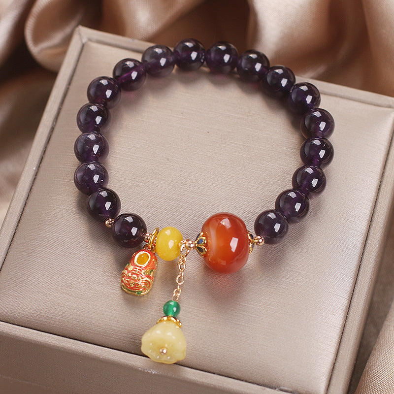 Lucky • Natural Amethyst Lotus Bracelet