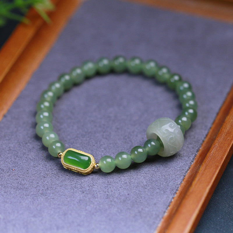 Práctica · Pulsera de piedra de jade esmeralda natural