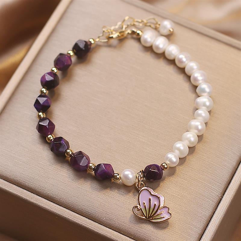 Mariposas de verano • Pulsera de perlas de agua dulce y ágata
