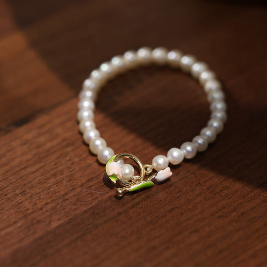 Natural Freshwater Pearl Rose Bracelet