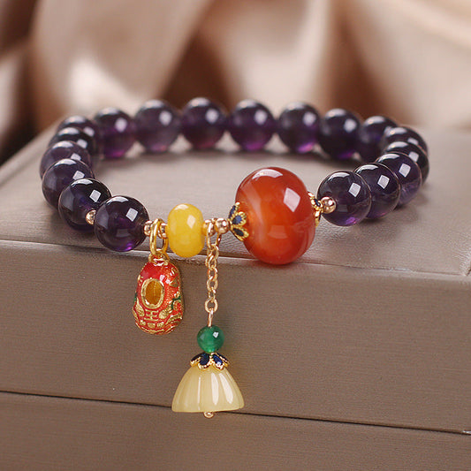 Lucky • Natural Amethyst Lotus Bracelet